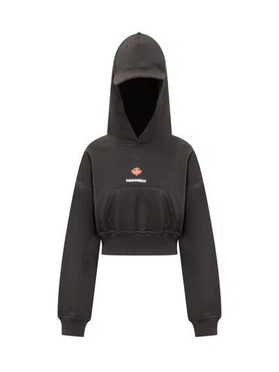 Dsquared2 Cropped Hoodie In Black