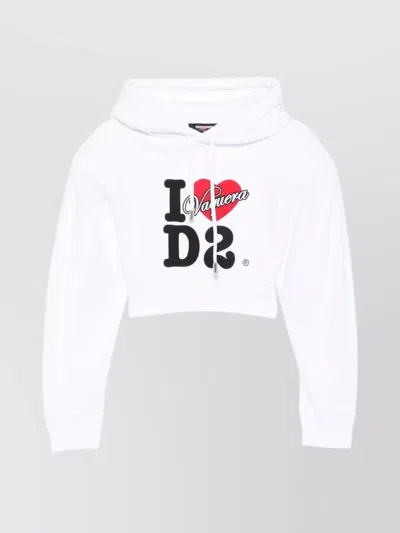 DSQUARED2 CROPPED HOODIE FEATURING GRAPHIC PRINT
