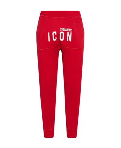 Dsquared2 Cropped Icon-print Track Pants In Red