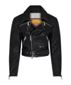 Dsquared2 Cropped Leather Biker Jacket In Black