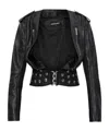 Dsquared2 Cropped Leather Jacket In Black