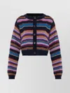 Dsquared2 Cropped Long Sleeve Striped Glitter Sweater In Multi