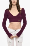 Dsquared2 Cropped Long Sleeved Wool Top With Deep Neckline
