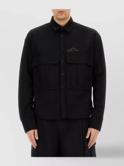 Dsquared2 Cropped Long Sleeves Chest Pockets Shirt In Black