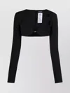 Dsquared2 Cropped Open Front Long Sleeve Top In Black