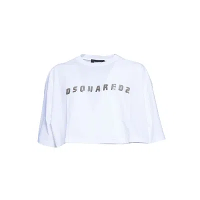 Dsquared2 White Cotton Oversized Crop T-shirt