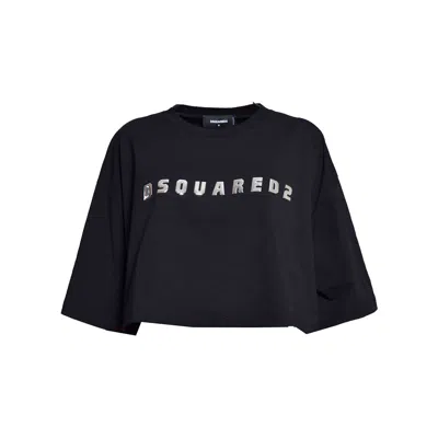 Dsquared2 Cropped Oversize Fit T-shirt In Black