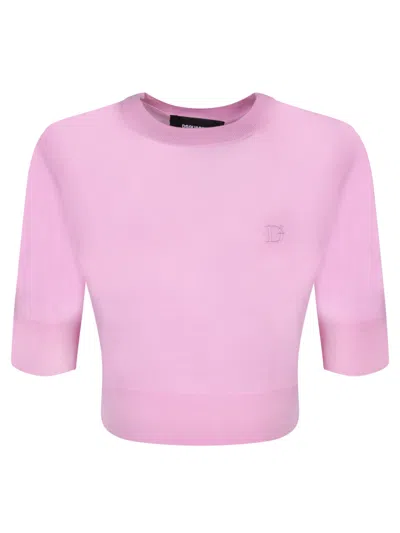 DSQUARED2 DSQUARED2 CROPPED PINK PULLOVER