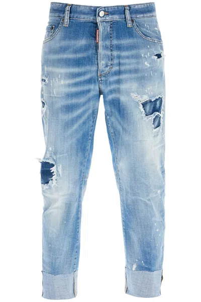 Dsquared2 Cropped Sailor Jeans For In Blue