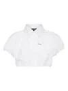 Dsquared2 Short Sleeve Collared Shirt With Gathered Detail In White