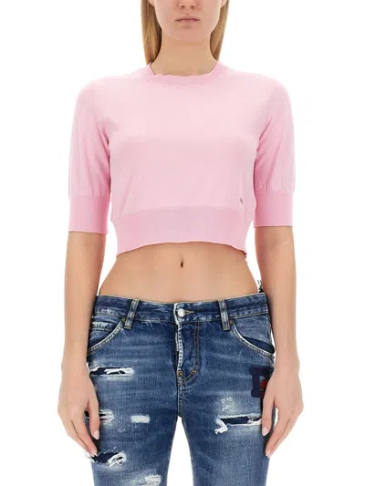 Dsquared2 Cropped Shirt In Pink