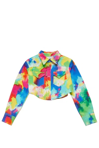 Dsquared2 Kids' Cropped Shirt In Multicolor