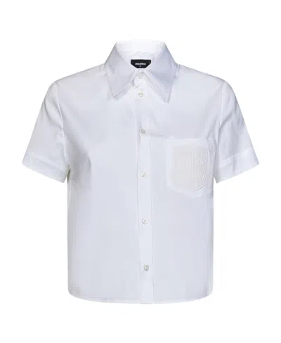 Dsquared2 Cropped Short-sleeve Shirt In White