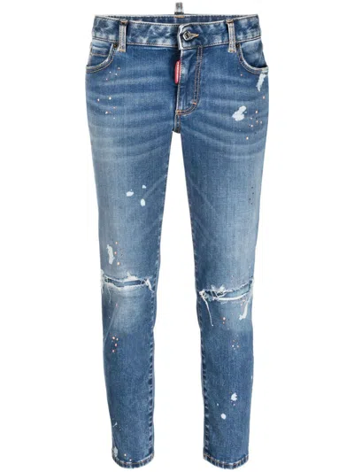 Dsquared2 Cropped Skinny Jeans In Blue