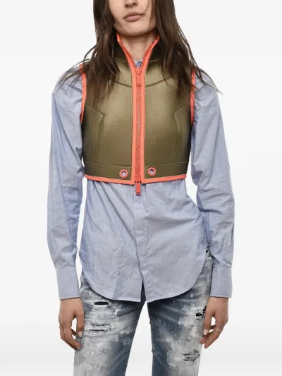 Dsquared2 Cropped Sleeveless Gilet In Green