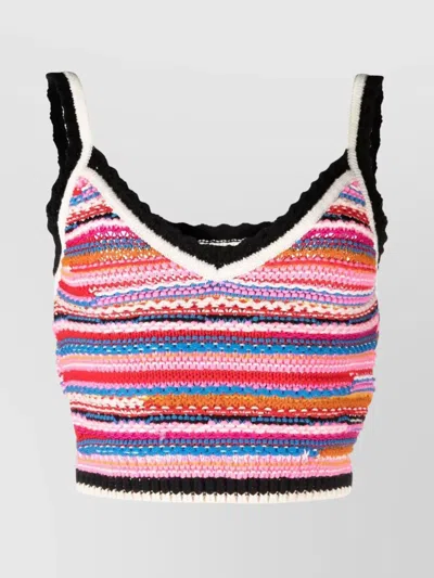 DSQUARED2 CROPPED SLEEVELESS KNIT VEST WITH STRIPES