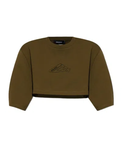 DSQUARED2 DSQUARED2 LOGO EMBROIDERED CROPPED T-SHIRT