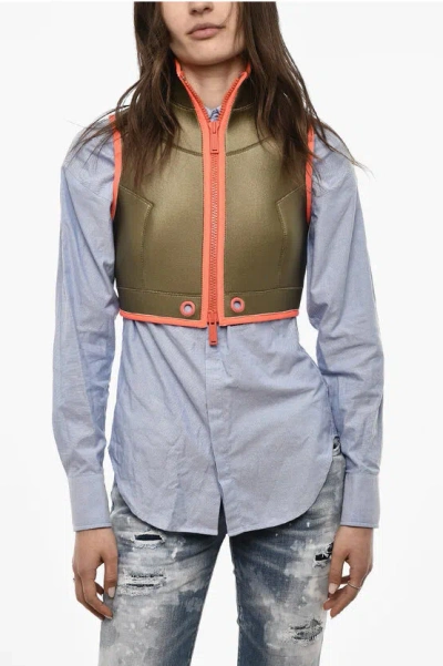 Dsquared2 Cropped Technician Fabric Jacket With Contrasting Trim