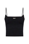 Dsquared2 Logo Plaque Knitted Cropped Top In Black