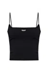 Dsquared2 Logo Plaque Knitted Cropped Top In Black