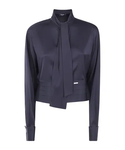 Dsquared2 Cropped Tuxedo Shirt In Black