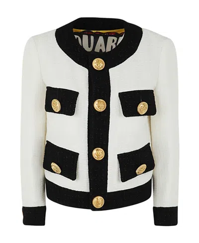 Dsquared2 Tweed Jacket In White