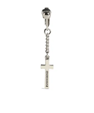 Dsquared2 Cross Pendant Clip-on Single Earring In White