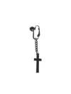 Dsquared2 Solid Color Clip-on Earring With Cross-shaped Pendant In Black