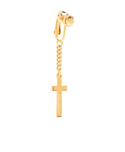 Dsquared2 Cross-pendant Earring In Yellow