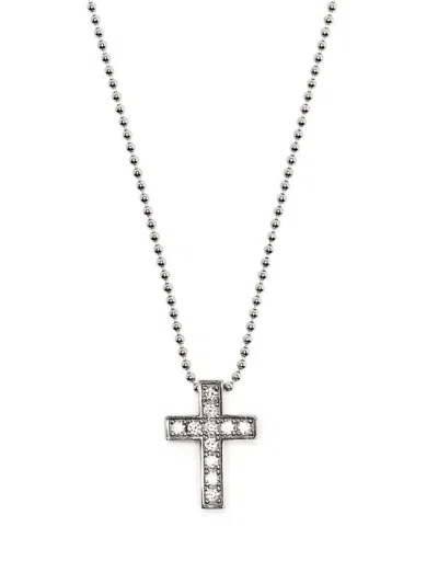 Dsquared2 Crystal Cross Necklace In Silver