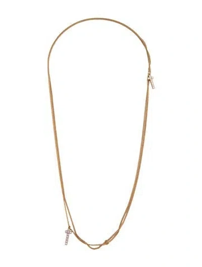 Pre-owned Dsquared2 Crystal Cross Pendant Layered Necklace, 26" In Multi