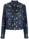 Dsquared2 Crystal-embellished Cropped Denim Jacket In Blue