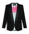 Dsquared2 Wool Blend Twill Jacket W/crystal Fringe In Black