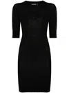 Dsquared2 Ruched Long Sleeve Mini Dress In Black