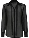 Dsquared2 Crystal-embellished Sheer Shirt In Black