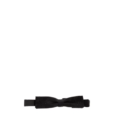 Dsquared2 Crystal-embellished Silk Bow Tie In Black