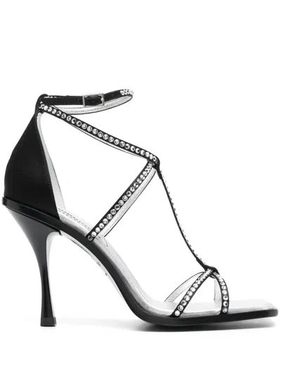 DSQUARED2 CRYSTAL-EMBELLISHED SQUARE-TOE SANDALS