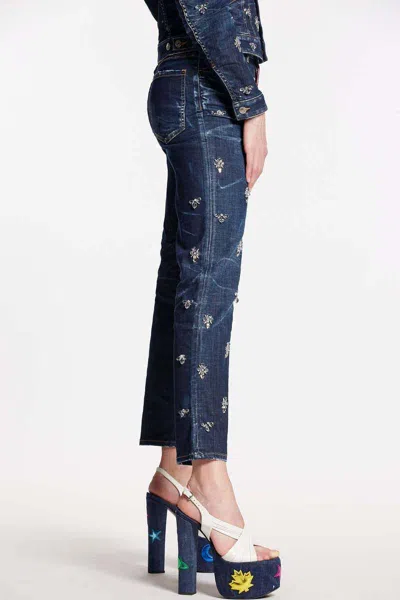 Dsquared2 Crystal Flies High-rise Jeans In Blue