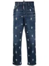 Dsquared2 Boston Crystal Flies Jeans In Navy Blue