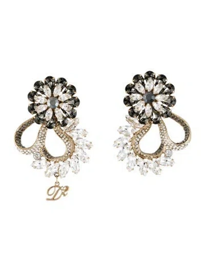 Pre-owned Dsquared2 Crystal Flower Drop Earclip Earrings In Multicolor