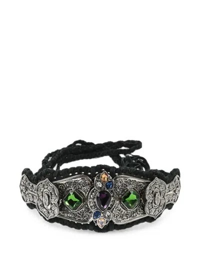 Dsquared2 Crystal-embellished Belt In Green