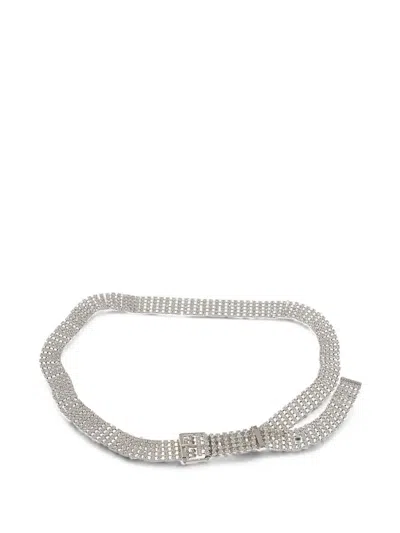 Dsquared2 Crystal-embellished Belt In Silver