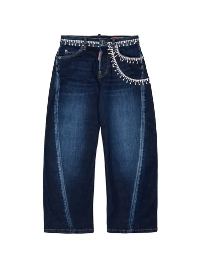 Dsquared2 Kids' Crystal-embellished Jeans In Blue