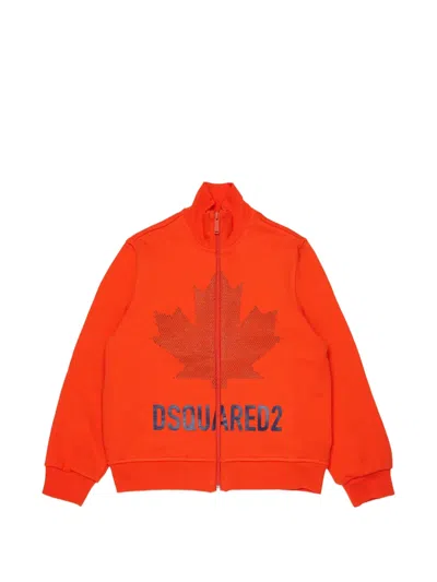 Dsquared2 Kids' Crystal-embellished Logo-print Sweater In Orange