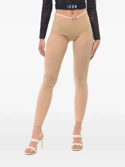 Dsquared2 Crystal-embellished Sheer Tights In Black