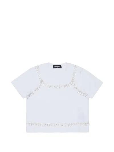 Dsquared2 Kids' Crystal-embellished T-shirt In White