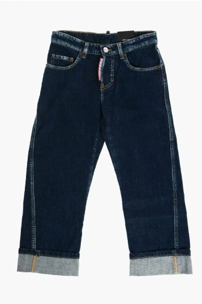 Dsquared2 Cuffed Hem Kawaii Jeans In Blue