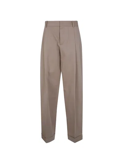 Dsquared2 Giant Jen Pleated Trousers Cuffed Hem In Neutral