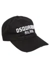 Dsquared2 Distressed Logo Cap With Adjustable Strap In Black
