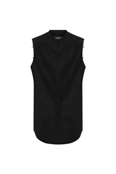 Dsquared2 Cotton Sleeveless Shirt In Black